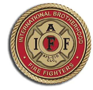 International Association of Fire Fighters bronze emblem.