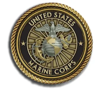 United States Marine Corps bronze emblem.