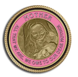 Bronze emblem honoring a mother.
